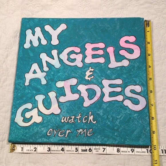 “My Angels & Guides watch over me” 10”x10”Acrylic Handpainted Canvas Painting - Picture 3 of 5
